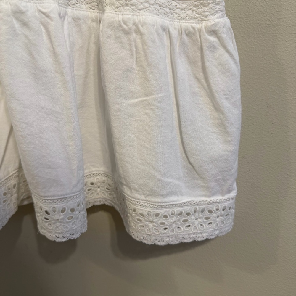 GAP White Eyelet Lace Mini Dress Cottagecore Boho Milkmaid XXL - Picture 8 of 10